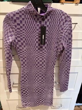 Fashion Nova Purple Sequin Knit Mini Dress